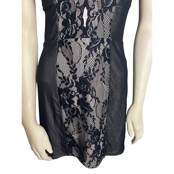 bebe Andie Lingerie Mini Dress Black/Nude Womens Size S Romantic Nightwear Party - Picture 3 of 8